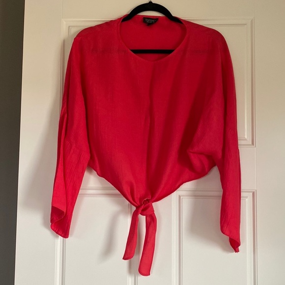 Topshop Tops - TopShop Red Tie Front Blouse